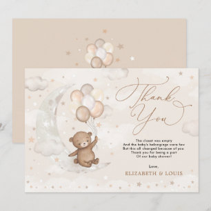 Carte De Remerciements Noun ours en peluche sur croissant de lune Ballo