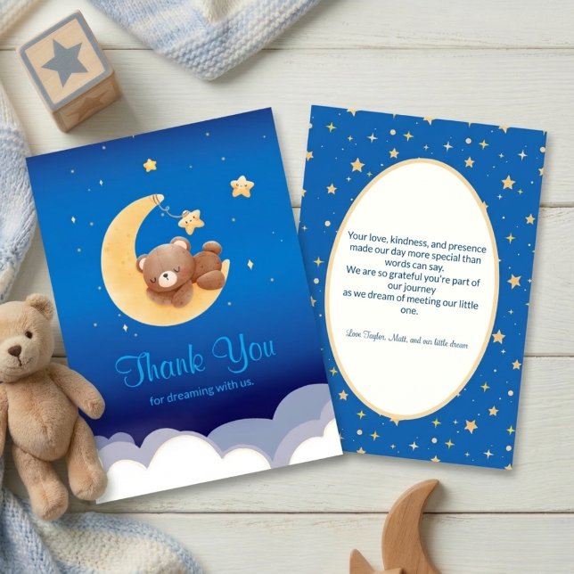 Carte De Remerciements Nounours d'ours en peluche arrivée nouvelle lune r (Créateur téléchargé)