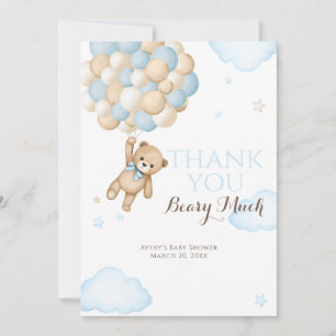 Carte De Remerciements Nous pouvons à peine attendre ours en ballon bébé 