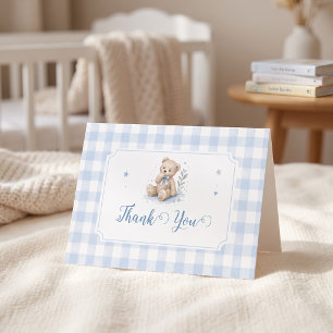 Carte De Remerciements Nous pouvons à peine attendre Teddy Classique Bleu