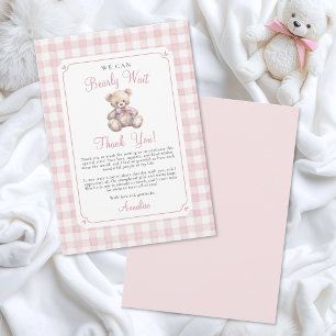 Carte De Remerciements Nous pouvons à peine attendre une baby shower ours