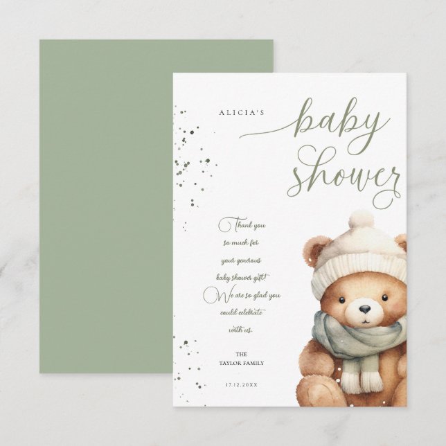 Carte De Remerciements Nous pouvons améliorer le Baby shower de la durée  (Devant / Derrière)