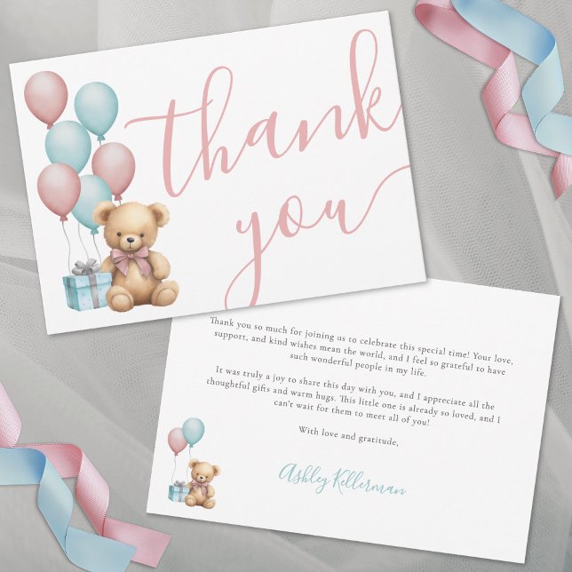 Carte De Remerciements Nous pouvons attendre le Baby shower de l'ours (We Can Bearly Wait Bear Baby Shower Thank You Card)