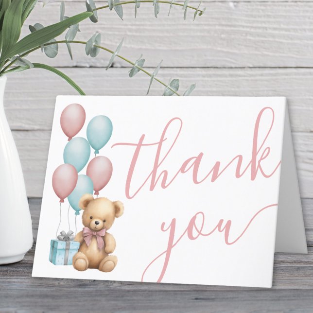 Carte De Remerciements Nous pouvons attendre le Baby shower de l'ours (We Can Bearly Wait Bear Baby Shower Thank You Card)
