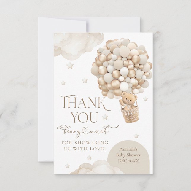 Carte De Remerciements Nous pouvons attendre un Baby shower neutre pour l (Devant)