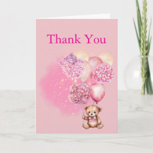 Carte De Remerciements Nous Pouvons Bearly Pink Balloon Hydrangea