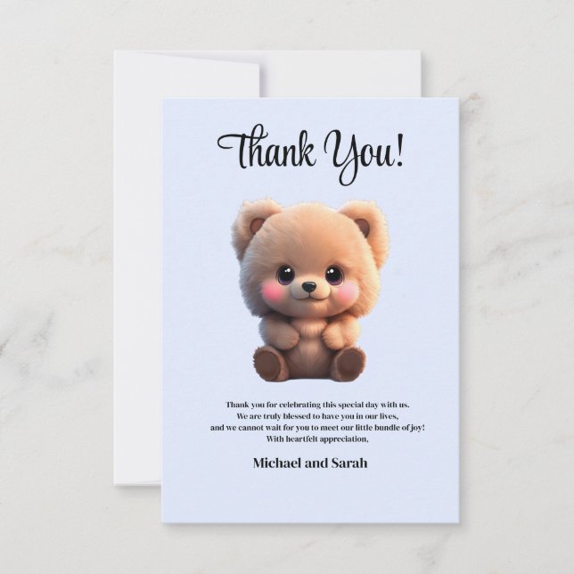 Carte De Remerciements Nous pouvons Bearly Wait Baby shower ours en peluc (Devant)