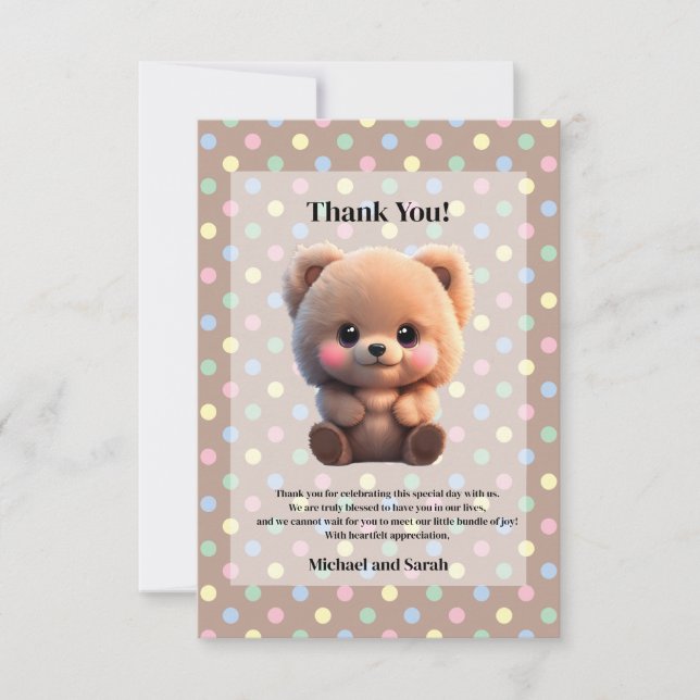 Carte De Remerciements Nous pouvons Bearly Wait Baby shower ours en peluc (Devant)