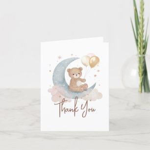 Carte De Remerciements Nous Sommes Au-Dessus Du Baby shower Lune Teddy Be