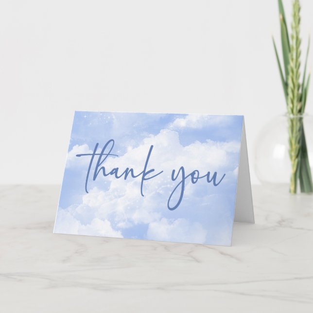 Carte De Remerciements Nous Sommes Sur Cloud Neuf Baby shower Bleu (Devant)