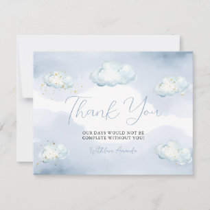 Carte De Remerciements Nous sommes sur un nuage neuf Bleu Baby Shower Mer