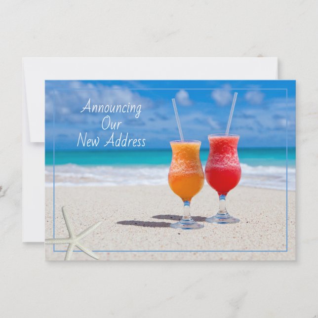 Carte De Remerciements Nouveau Address Beach Life Cocktails en Sand Flat  (Devant)