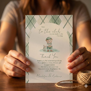 Carte De Remerciements Nouveau Au Club Fête de Bébé Ours de Golf