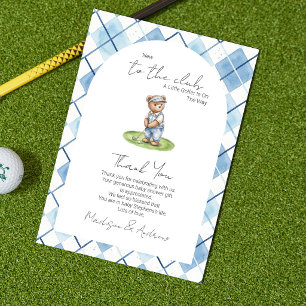 Carte De Remerciements Nouveau Au Club Fête de Bébé Ours de Golf