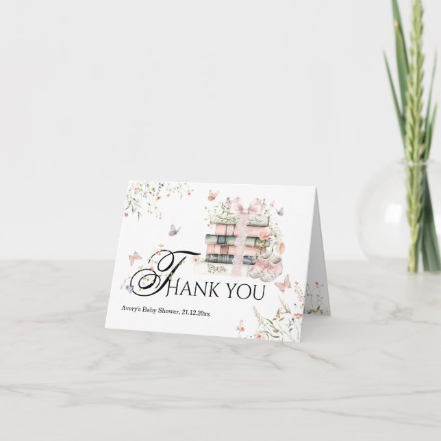 Carte De Remerciements Nouveau Chapitre Commencer Livre Fleur sauvage Bab (Devant)