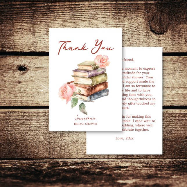 Carte De Remerciements Nouveau chapitre de livre d'histoire shower de mar (Story book new chapter books themed bridal shower thank you card)