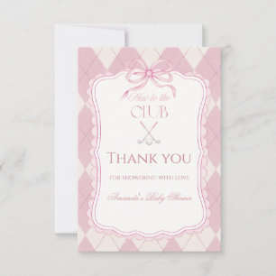 Carte De Remerciements Nouveau dans le Club Fille Rose Golf Baby Shower