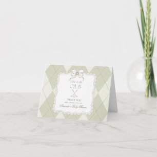 Carte De Remerciements Nouveau Dans Le Club Vert Olive Baby Shower de Gol