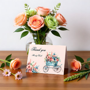 Carte De Remerciements Nouveau du Marché Fleurs Chariot Baby Shower Maria