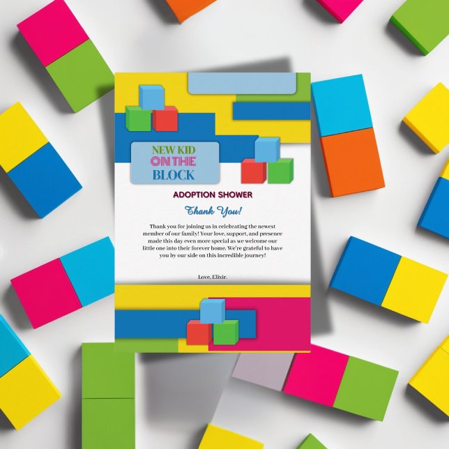 Carte De Remerciements Nouveau Gamin Dans Le Bloc Fête Prénatale d'Adopti (Créateur téléchargé)