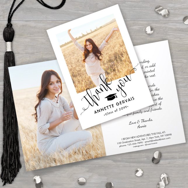 Carte De Remerciements Nouvelle adresse Moderne Design Script Graduation  (Créateur téléchargé)