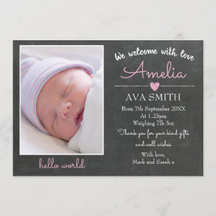 Carte De Remerciements Nouvelle fille faire-part/carte de remerciements