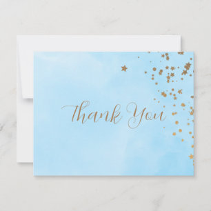 Carte De Remerciements Nuages Bleus Pastel Aquarelle Mariage