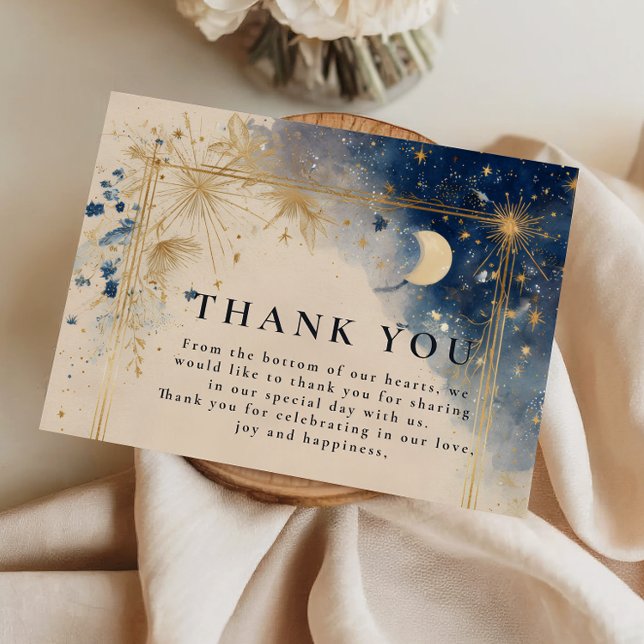 Carte De Remerciements Nuit de noces céleste dorée (Créateur téléchargé)