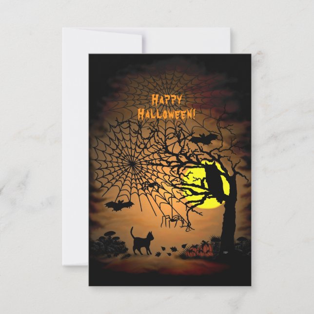 Carte De Remerciements Nuit d'Halloween, Joyeux Halloween ! (Devant)