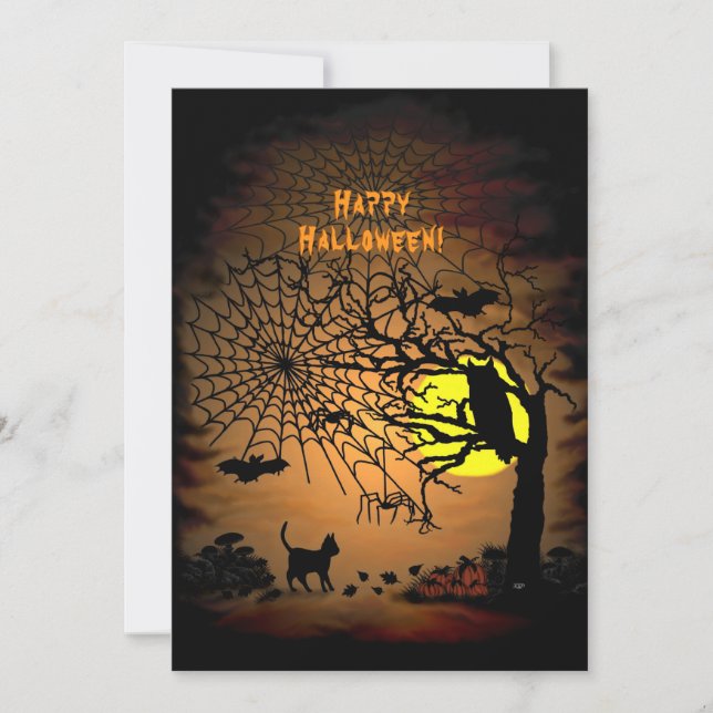 Carte De Remerciements Nuit d'Halloween, Joyeux Halloween ! (Devant)
