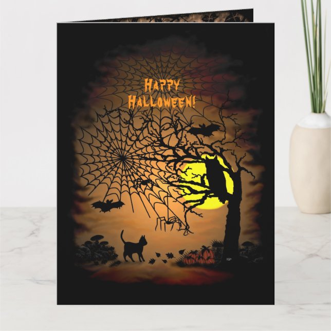 Carte De Remerciements Nuit d'Halloween , Joyeux Halloween ! (Devant)