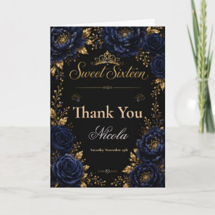 Carte De Remerciements Nuit et Noir Sweet Seize Ans