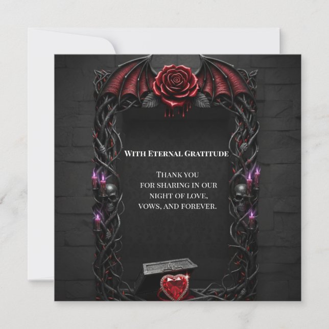 Carte De Remerciements Nuit Éternelle Mariage Gothique Vampire Romance So (Devant)