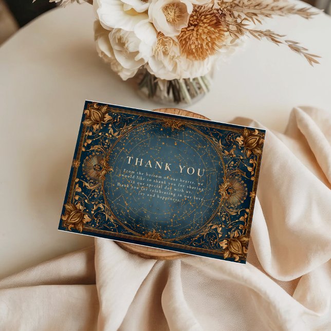 Carte De Remerciements Nuit étoilée dorée de mariage (Créateur téléchargé)