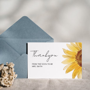 Carte de remerciements nuptiale de tournesol minim