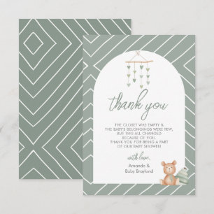 Carte De Remerciements Nurserie de bébé bohème vert sauge
