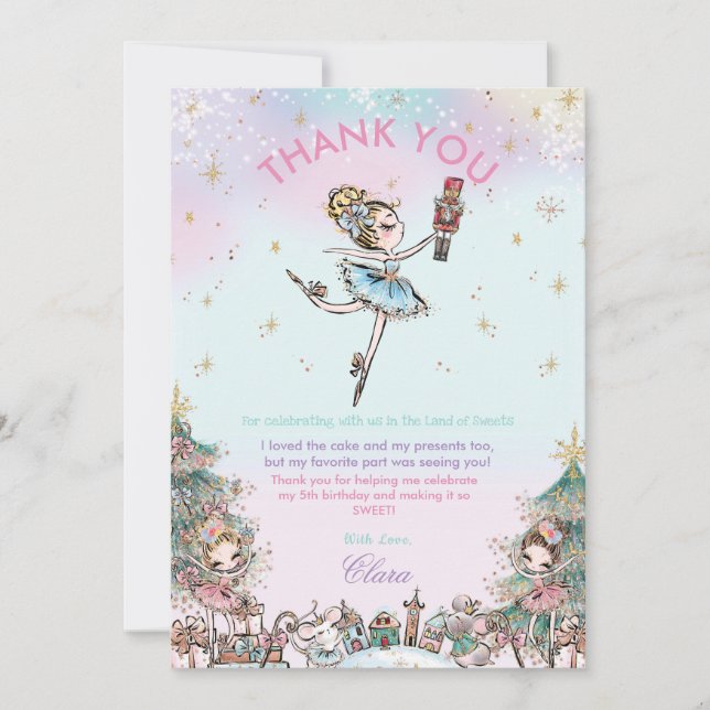 Carte De Remerciements Nutcracker Sugar Plum Fairy Anniversaire Noël (Devant)