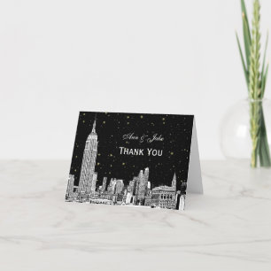Carte De Remerciements NYC Skyline 01 Etchd Starry do-it-yourself BG Merc