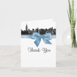 Carte De Remerciements NYC Wide Skyline Etched Light Blue Thank You