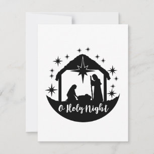 Carte De Remerciements O Holy Night Manger Classic