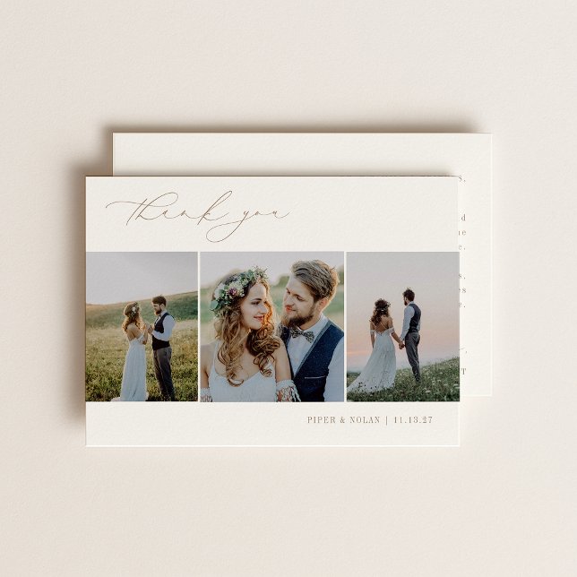 Carte De Remerciements OASIS Minimalist 3 Photo Wedding (Créateur téléchargé)