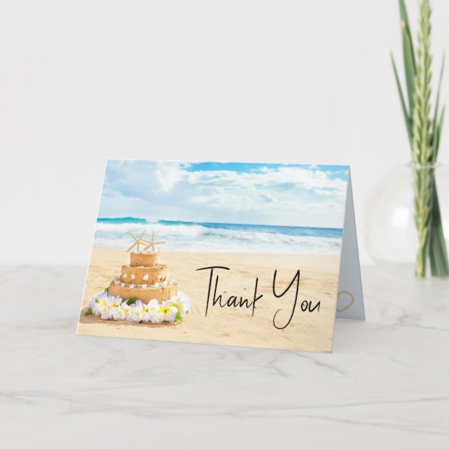 Carte De Remerciements Ocean Love Beach Wedding Waves (Devant)