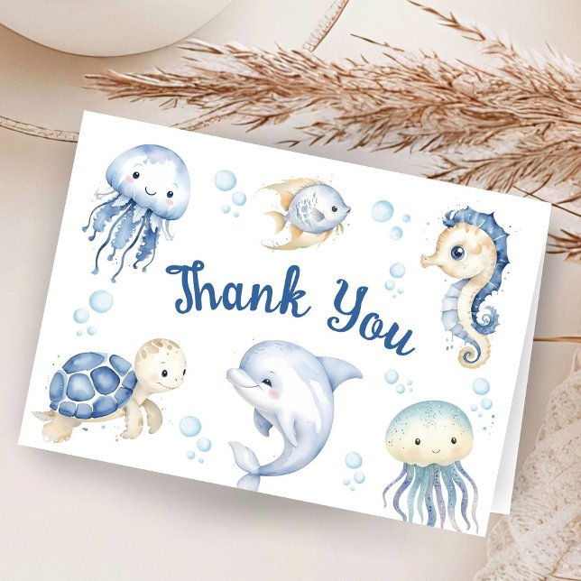 Carte De Remerciements Ocean Sea Baby Shower Boy Folded Thank You Card (Créateur téléchargé)