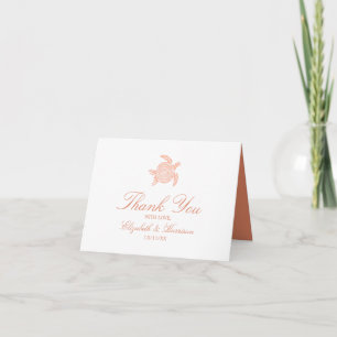 Carte De Remerciements Ocean Sea Turtle, Soft Coral Beach Wedding