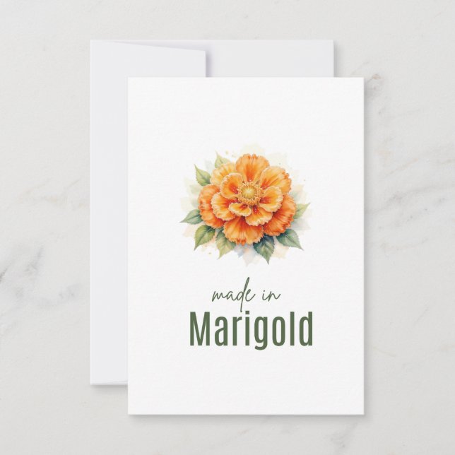 Carte De Remerciements October Marigold  Birth Flower Flat Thank You Card (Devant)