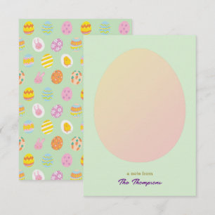Carte De Remerciements Oeuf simple et Oeufs peints de Pâques Motif Vert