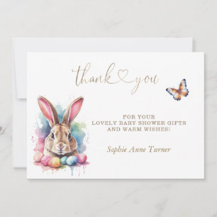 Carte De Remerciements Oeufs de lapin papillon Calligraphie Baby shower
