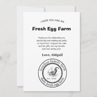 Carte De Remerciements Oeufs frais de la ferme Poulailler Ferme de campag
