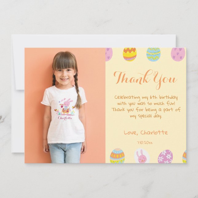 Carte De Remerciements Œufs Jaune Pastel Chic Enfants Anniversaire Photo (Devant)