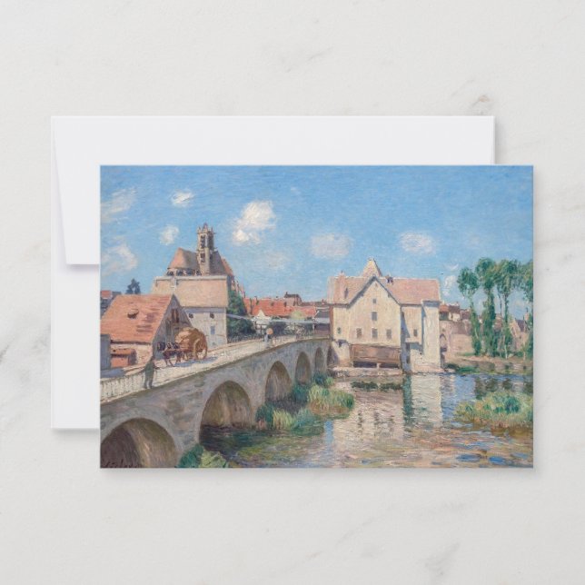 Carte De Remerciements OEuvre d'Alfred Sisley - Le Pont de Moret (Devant)
